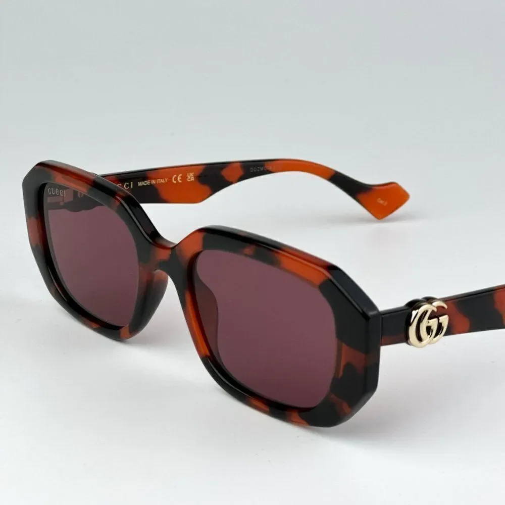 NEW Gucci GG1535S 005 Orange Havana Violet Women Geometric Sunglasses GG 1535S - Picture 5 of 9
